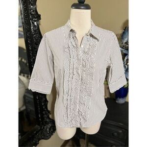 Juicy Couture Pinstripe Tailored Button Up Blouse Size Small